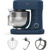 Martha Stewart  Tilt-Head Stand Mixer, 12 Speed, 5.3QT Stainless Steel Bowl, Splash Guard with Pour Chute, Whisk, Dough Hook, Flat Beater, Electric Kitchen Baking Mixer, Bread, Cake, Whip, Linen White(Indigo Blue)