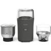Martha Stewart Electric Coffee & Spice Grinder, Dual 2.5oz Removable Bowls, Storage Lids, Stainless Steel Blades, One Touch Pulse Control, 2-in-1 Compact, Beans & Spices, Herbs & Nuts, Linen White(Caviar Gray)