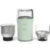 Martha Stewart Electric Coffee & Spice Grinder, Dual 2.5oz Removable Bowls, Storage Lids, Stainless Steel Blades, One Touch Pulse Control, 2-in-1 Compact, Beans & Spices, Herbs & Nuts, Linen White(Honeydew Green)