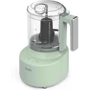 Martha Stewart 3 Cup Electric Food Chopper, Vegetable & Herb Mini Food Processor, 24oz BPA-Free Bowl, Stainless Steel Blades, Pour Spout, Dicing, Mincing, Chop & Puree, Dishwasher Safe, Linen(Honeydew Green)