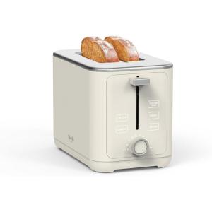 Martha Stewart 4 Slice Toaster, 10 Shade Settings with Defrost, Cancel, Bagel & Gluten-Free, Extra-Wide Self-Centering Slots for Waffles & Artisan Bread, Removable Crumb Tray, Cord Wrap, 1800W, Linen(Linen White)