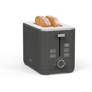 Martha Stewart 4 Slice Toaster, 10 Shade Settings with Defrost, Cancel, Bagel & Gluten-Free, Extra-Wide Self-Centering Slots for Waffles & Artisan Bread, Removable Crumb Tray, Cord Wrap, 1800W, Linen(Caviar Gray)