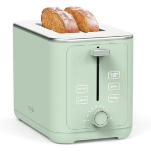 Martha Stewart 4 Slice Toaster, 10 Shade Settings with Defrost, Cancel, Bagel & Gluten-Free, Extra-Wide Self-Centering Slots for Waffles & Artisan Bread, Removable Crumb Tray, Cord Wrap, 1800W, Linen(Honeydew Green)
