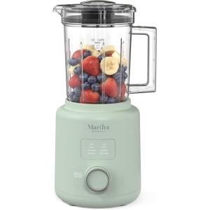 Martha Stewart 50oz Countertop Blender, Smoothie, Margarita & Ice Crushing Blender, BPA-Free Pitcher, 3 Speeds, 5 Presets, Auto-Clean Function, Dishwasher Safe, Stainless Steel Blades, Linen Cream(Honeydew Green)