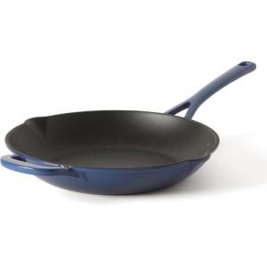 Martha Stewart Gatwick 12” Enameled Cast Iron Skillet, PFAS-Free, Classic Red Exterior with Matte Black Enamel Interior, Rust Resistant, Oven Safe(Classic Blue)