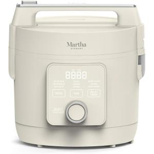 Martha Stewart Rice Cooker, 4 Cup (Uncooked) / 8 Cup (Cooked), Ceramic Non-Stick Removable Pot, Keep Warm, Measure Markings, Steam Basket, Brown & Sushi Rice, Quick Cook, Quinoa, Grains, Oats, Linen White(Linen White)