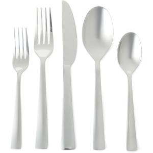 Martha Stewart Torino 20-Piece Gold Flatware Set, Service for 4 – Stainless Steel Silverware w/PVD Gold Handle, Mirror Polish – Dishwasher Safe, Rust Resistant, Chip Resistant – Glamorous Utensil Set(Silver (Chiggi))