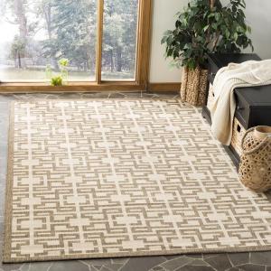 Martha Stewart x SAFAVIEH Outdoor Area Rug Collection – 8′ x 11’2″, Beige & Brown, Weather Resistant & Washable, Ideal for Patio, Backyard, Mudroom, Deck, Dining Space (MSR4281-232)