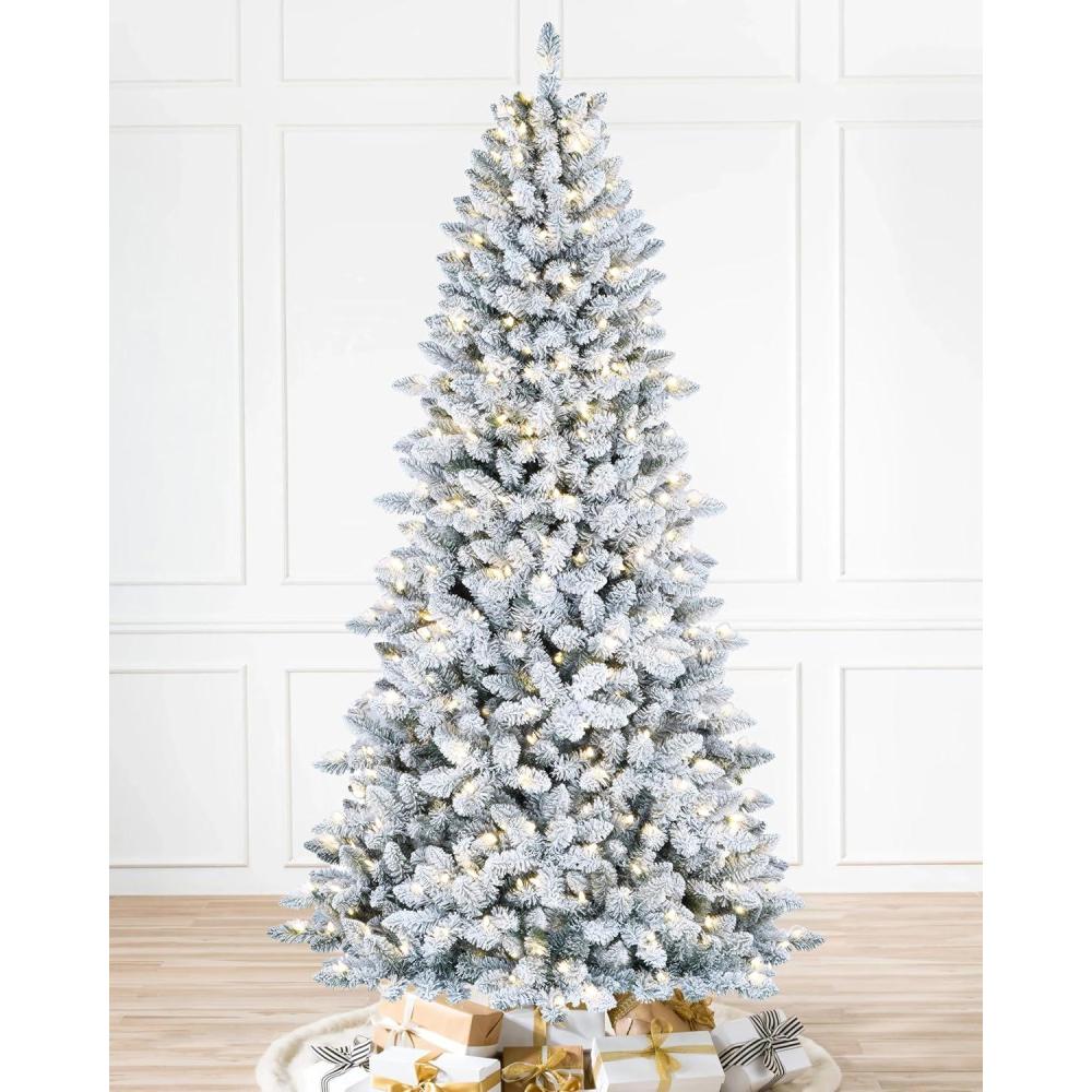 image:imageMartha Stewart Acadia Spruce Flocked Tree with 300 LED Lights 65 Feet Tall