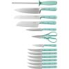 Martha Stewart 14 Piece High Carbon Stainless Steel Cutlery Knife Block Set w/ABS Triple Riveted Forged Handle Ashwood Block – Martha Blue(Martha Blue (Ashwood Block))