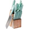 Martha Stewart 14 Piece High Carbon Stainless Steel Cutlery Knife Block Set w/ABS Triple Riveted Forged Handle Ashwood Block – Martha Blue(Martha Blue (Ashwood Block))