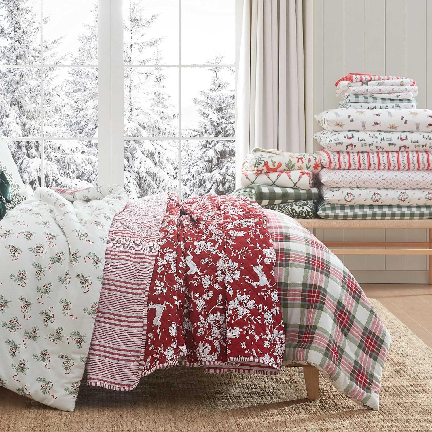image:imageMartha Stewart Twin Size Sheet Set Crisp amp Tailored Bedding with a Smooth Cotton Percale Feel Deep Pocket Bed Sheets with Matching Pillowcase amp Fitted Sheet Dotted Stripe YellowMadison Gingham Green