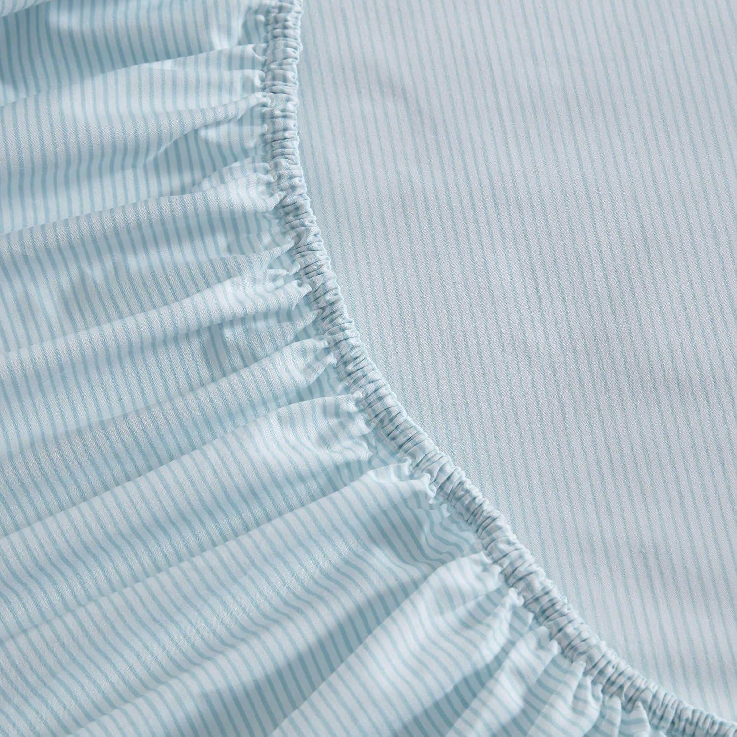 image:imageMartha Stewart Twin Size Sheet Set Crisp amp Tailored Bedding with a Smooth Cotton Percale Feel Deep Pocket Bed Sheets with Matching Pillowcase amp Fitted Sheet Dotted Stripe YellowStripe Blue
