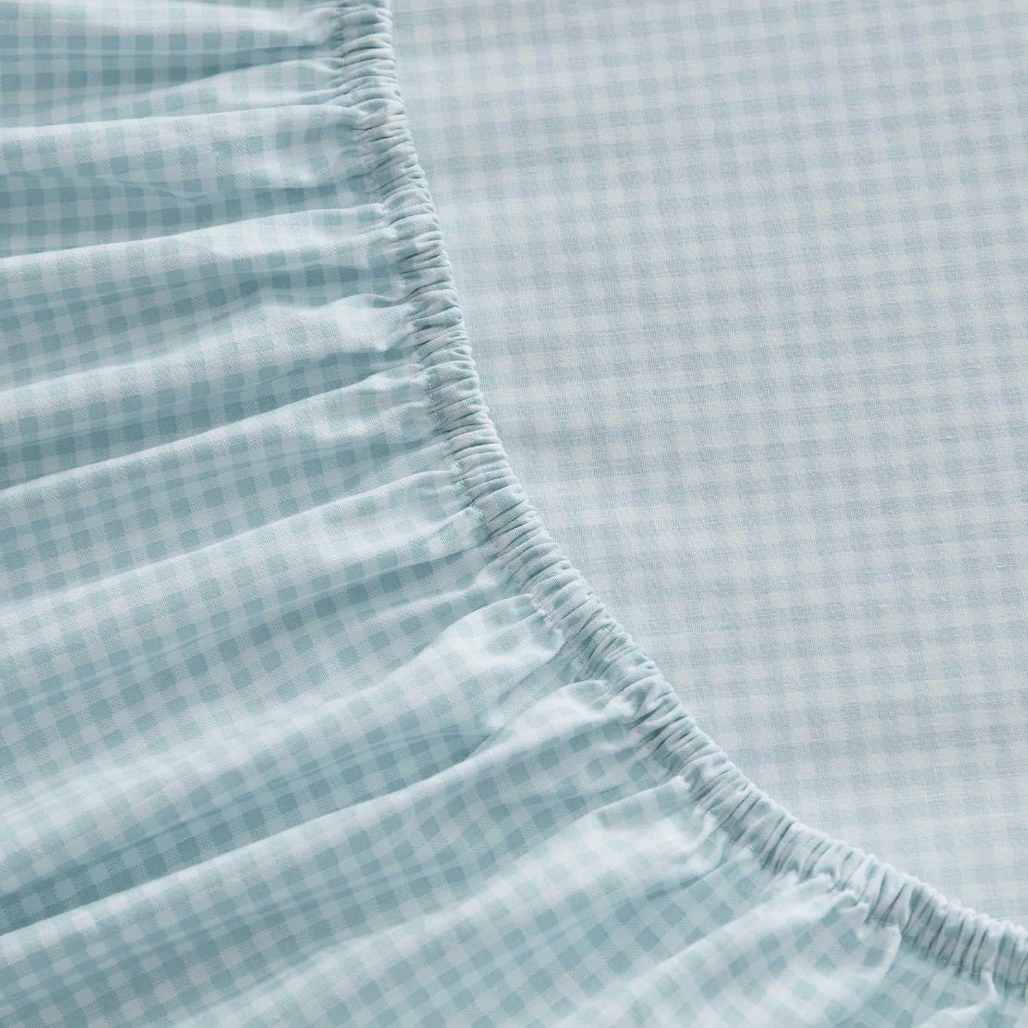 image:imageMartha Stewart Twin Size Sheet Set Crisp amp Tailored Bedding with a Smooth Cotton Percale Feel Deep Pocket Bed Sheets with Matching Pillowcase amp Fitted Sheet Dotted Stripe YellowSmall Gingham Blue