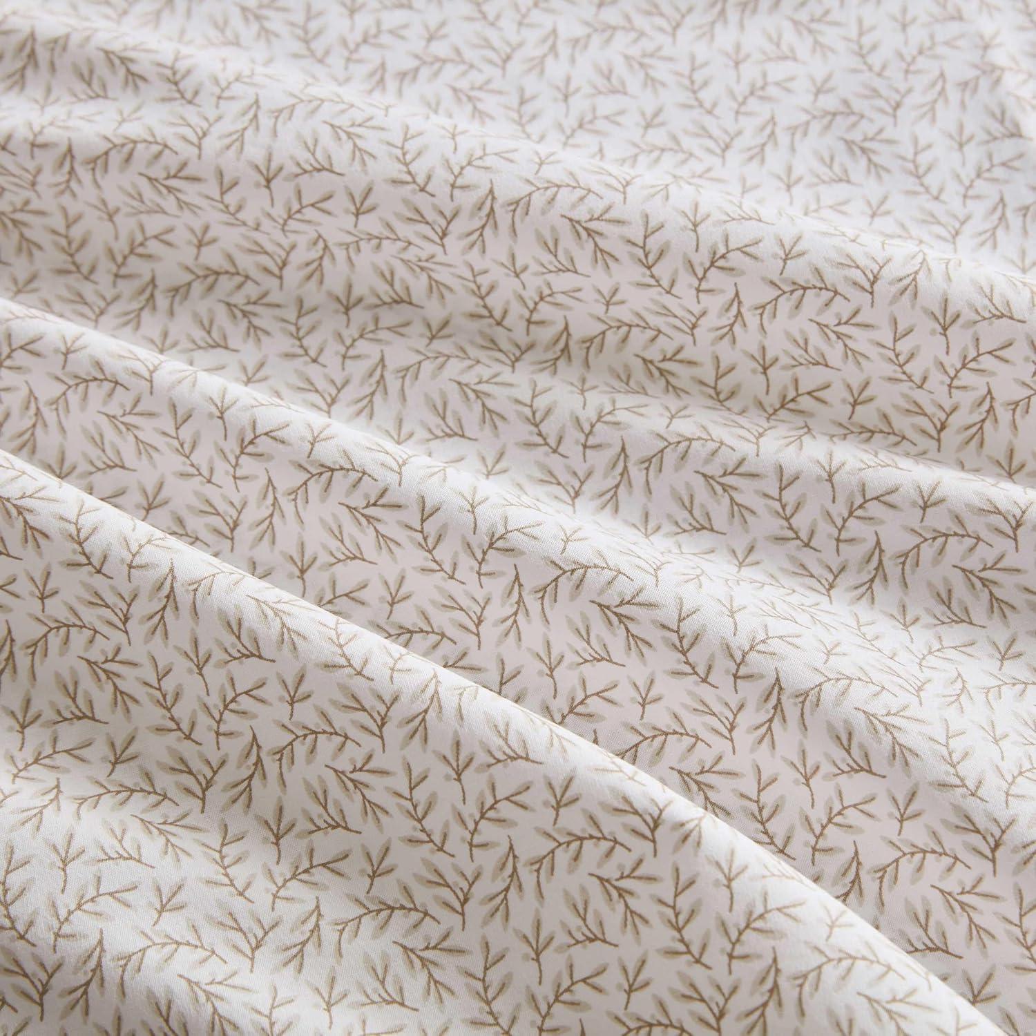 image:imageMartha Stewart Twin Size Sheet Set Crisp amp Tailored Bedding with a Smooth Cotton Percale Feel Deep Pocket Bed Sheets with Matching Pillowcase amp Fitted Sheet Dotted Stripe YellowLeaves Beige