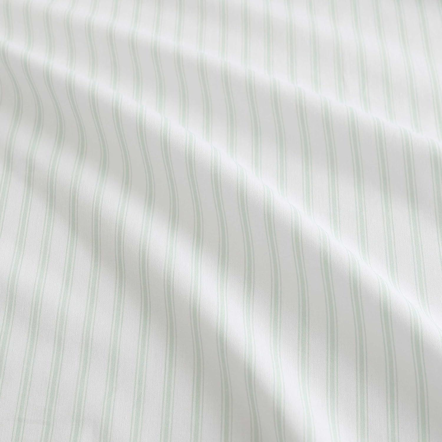 image:imageMartha Stewart Twin Size Sheet Set Crisp amp Tailored Bedding with a Smooth Cotton Percale Feel Deep Pocket Bed Sheets with Matching Pillowcase amp Fitted Sheet Dotted Stripe YellowTicking Stripe Green