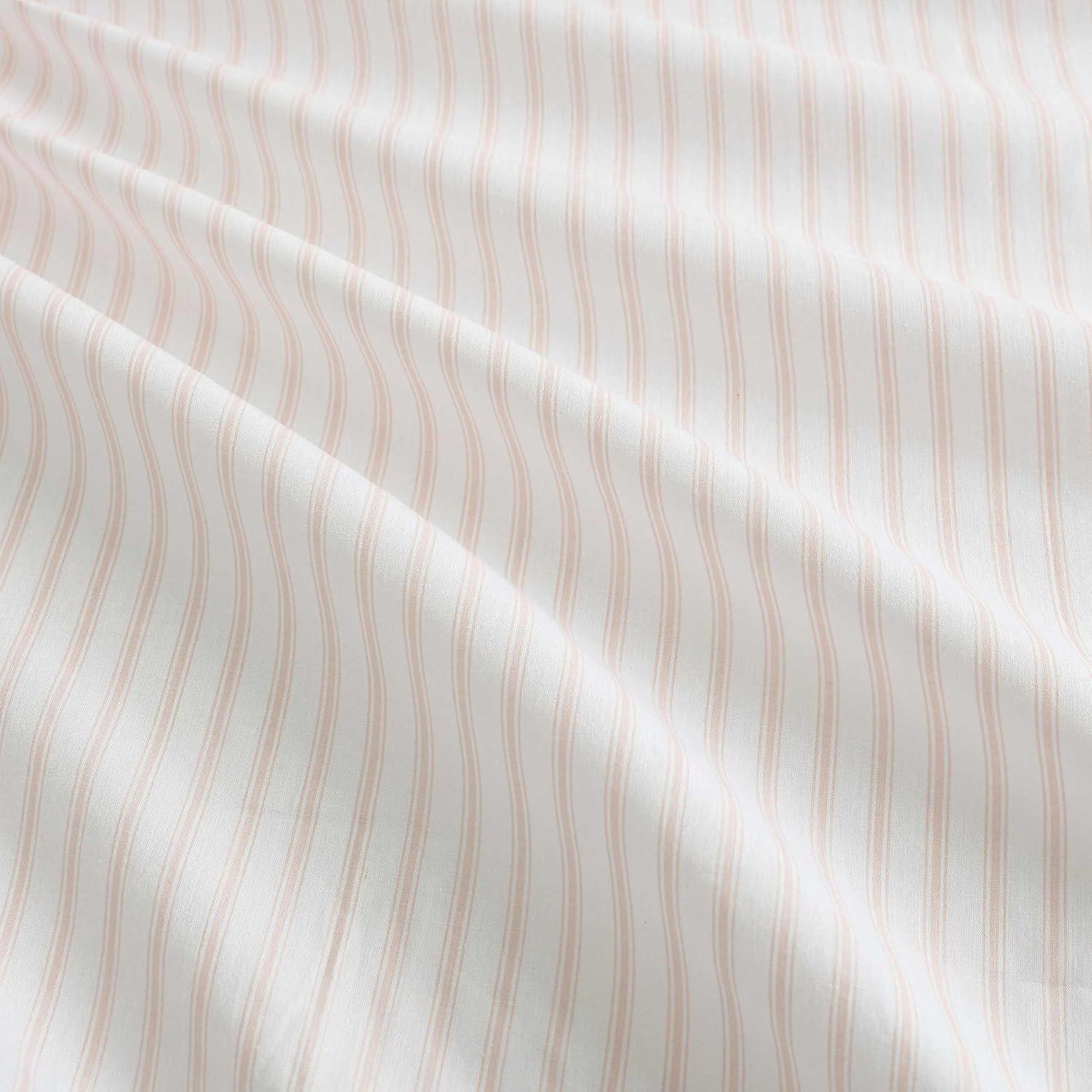 image:imageMartha Stewart Twin Size Sheet Set Crisp amp Tailored Bedding with a Smooth Cotton Percale Feel Deep Pocket Bed Sheets with Matching Pillowcase amp Fitted Sheet Dotted Stripe YellowTicking Stripe Pink