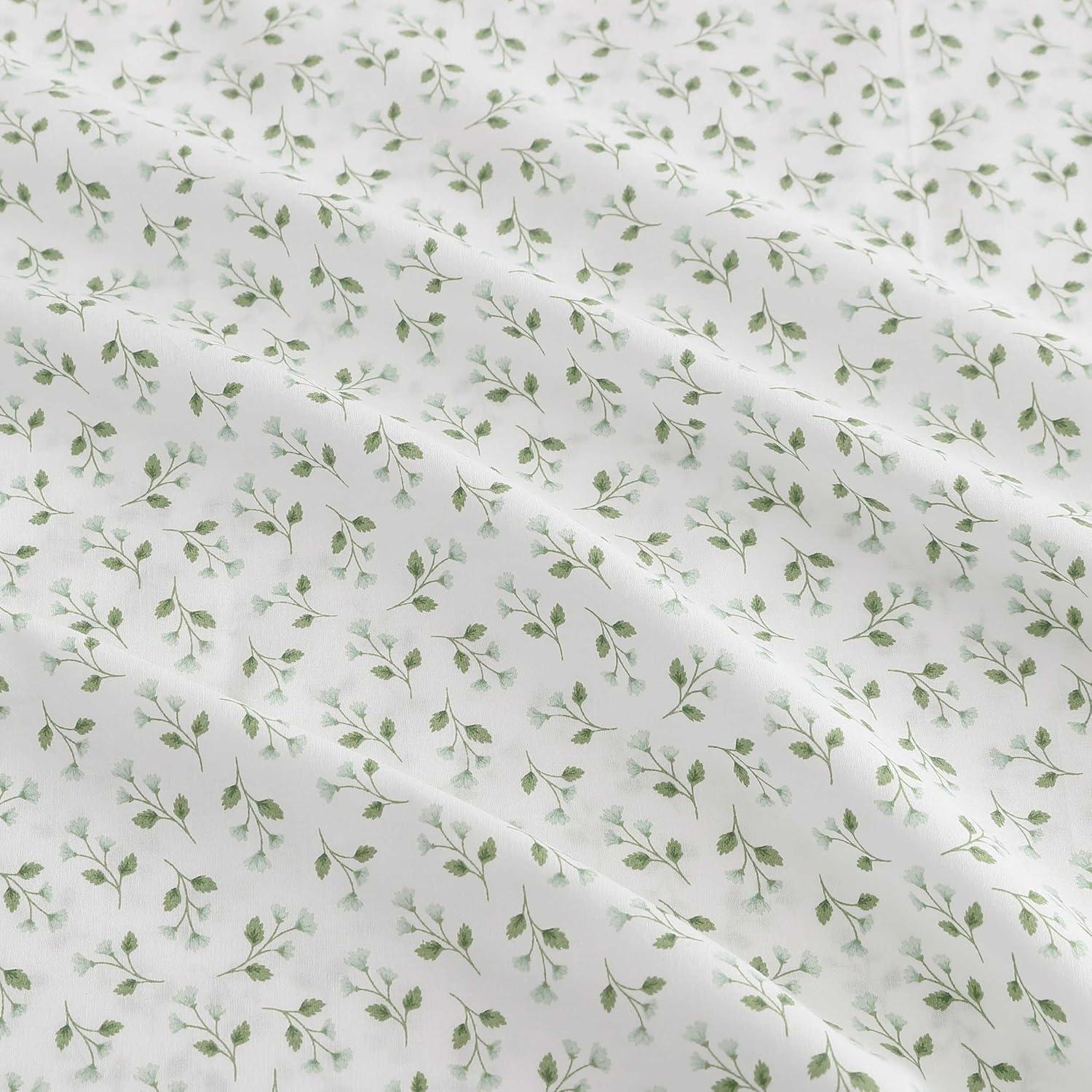 image:imageMartha Stewart Twin Size Sheet Set Crisp amp Tailored Bedding with a Smooth Cotton Percale Feel Deep Pocket Bed Sheets with Matching Pillowcase amp Fitted Sheet Dotted Stripe YellowKennedy Floral Green