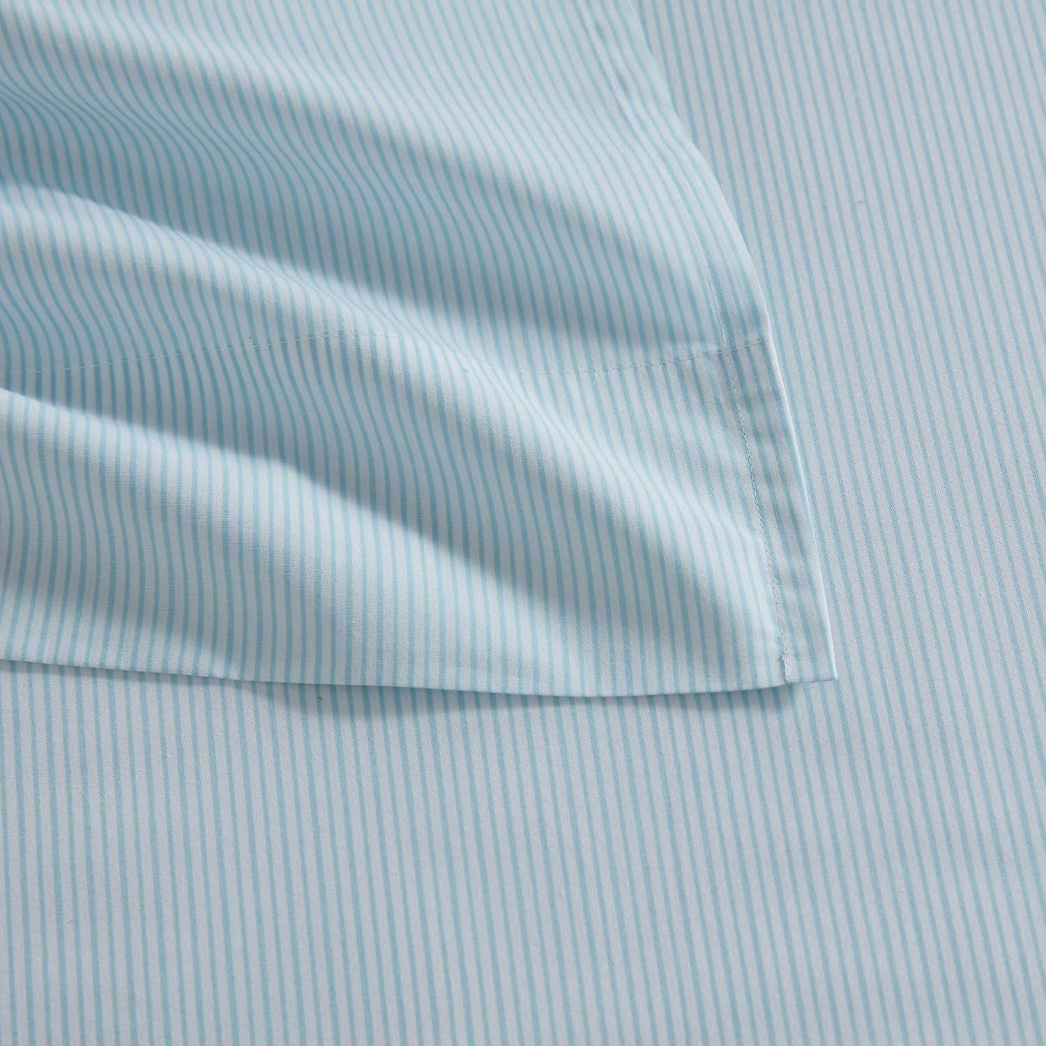 image:imageMartha Stewart Twin Size Sheet Set Crisp amp Tailored Bedding with a Smooth Cotton Percale Feel Deep Pocket Bed Sheets with Matching Pillowcase amp Fitted Sheet Dotted Stripe YellowStripe Blue