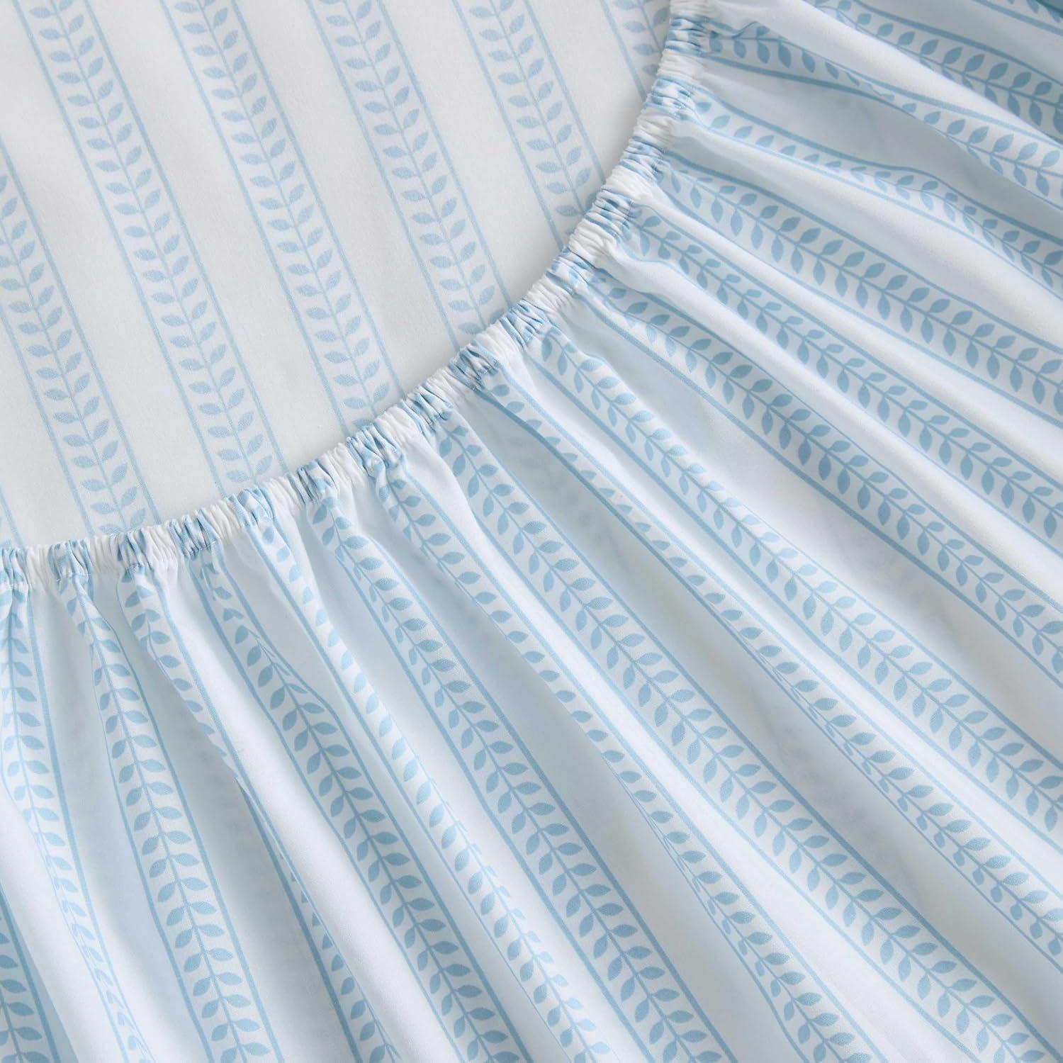 image:imageMartha Stewart Twin Size Sheet Set Crisp amp Tailored Bedding with a Smooth Cotton Percale Feel Deep Pocket Bed Sheets with Matching Pillowcase amp Fitted Sheet Dotted Stripe YellowLeaf Stripe Blue