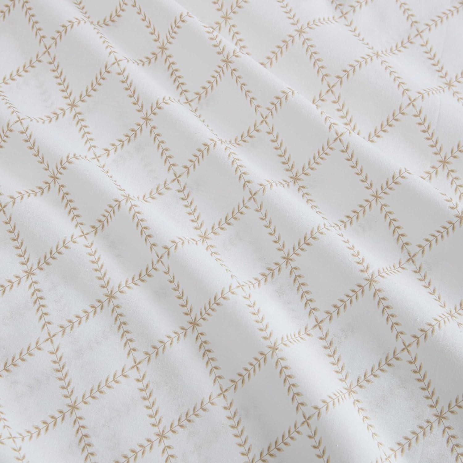 image:imageMartha Stewart Twin Size Sheet Set Crisp amp Tailored Bedding with a Smooth Cotton Percale Feel Deep Pocket Bed Sheets with Matching Pillowcase amp Fitted Sheet Dotted Stripe YellowLeaf Trellis Beige