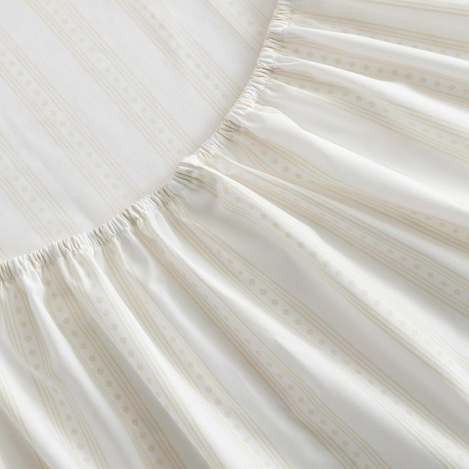 image:imageMartha Stewart Twin Size Sheet Set Crisp amp Tailored Bedding with a Smooth Cotton Percale Feel Deep Pocket Bed Sheets with Matching Pillowcase amp Fitted Sheet Dotted Stripe YellowFrancesca Stripe Beige