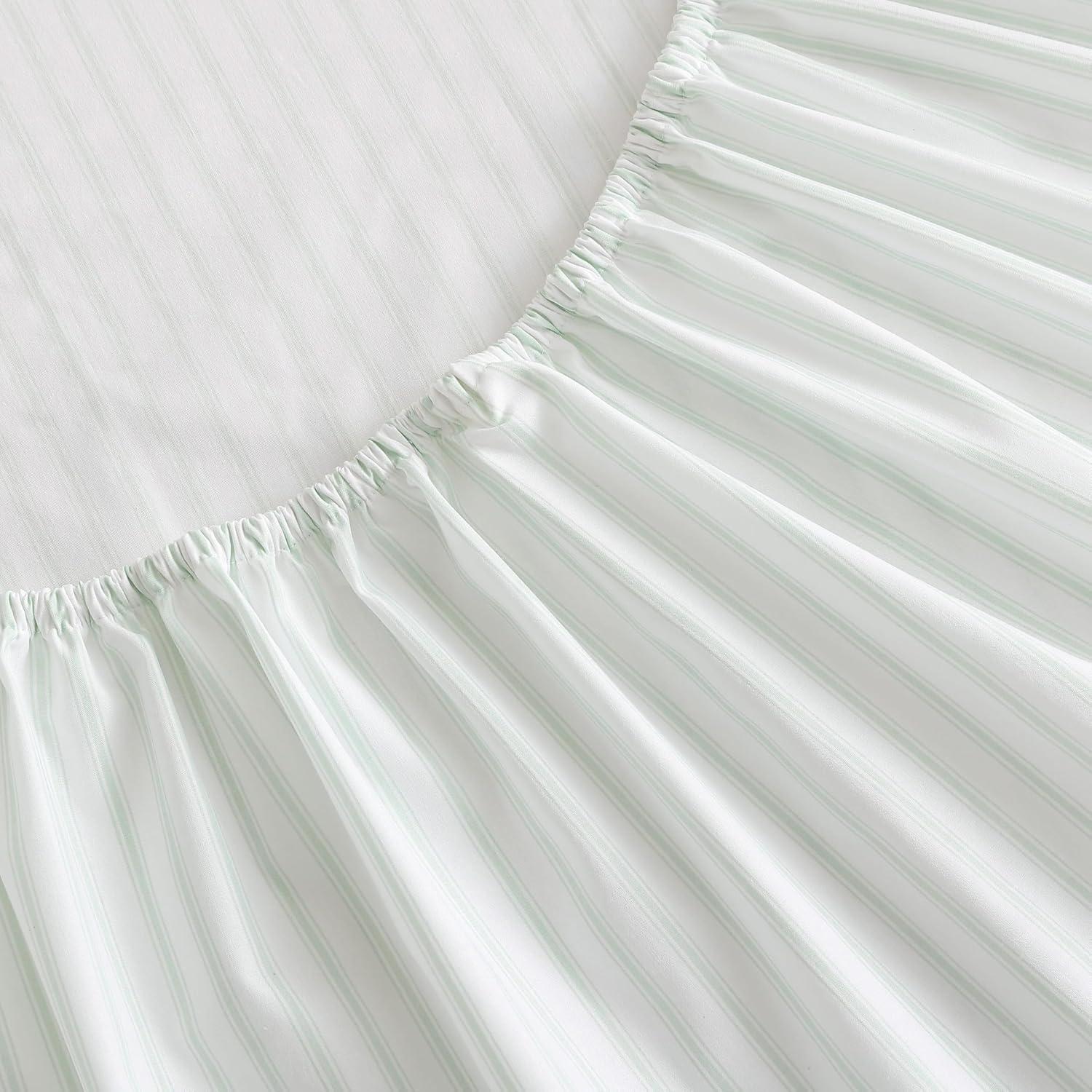 image:imageMartha Stewart Twin Size Sheet Set Crisp amp Tailored Bedding with a Smooth Cotton Percale Feel Deep Pocket Bed Sheets with Matching Pillowcase amp Fitted Sheet Dotted Stripe YellowTicking Stripe Green