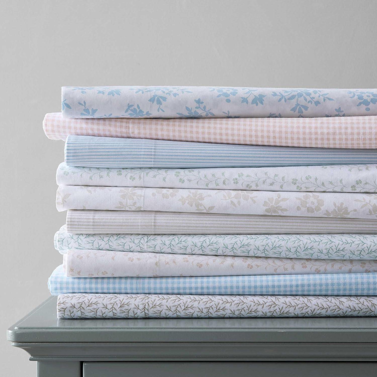 image:imageMartha Stewart Twin Size Sheet Set Crisp amp Tailored Bedding with a Smooth Cotton Percale Feel Deep Pocket Bed Sheets with Matching Pillowcase amp Fitted Sheet Dotted Stripe YellowSmall Gingham Blue