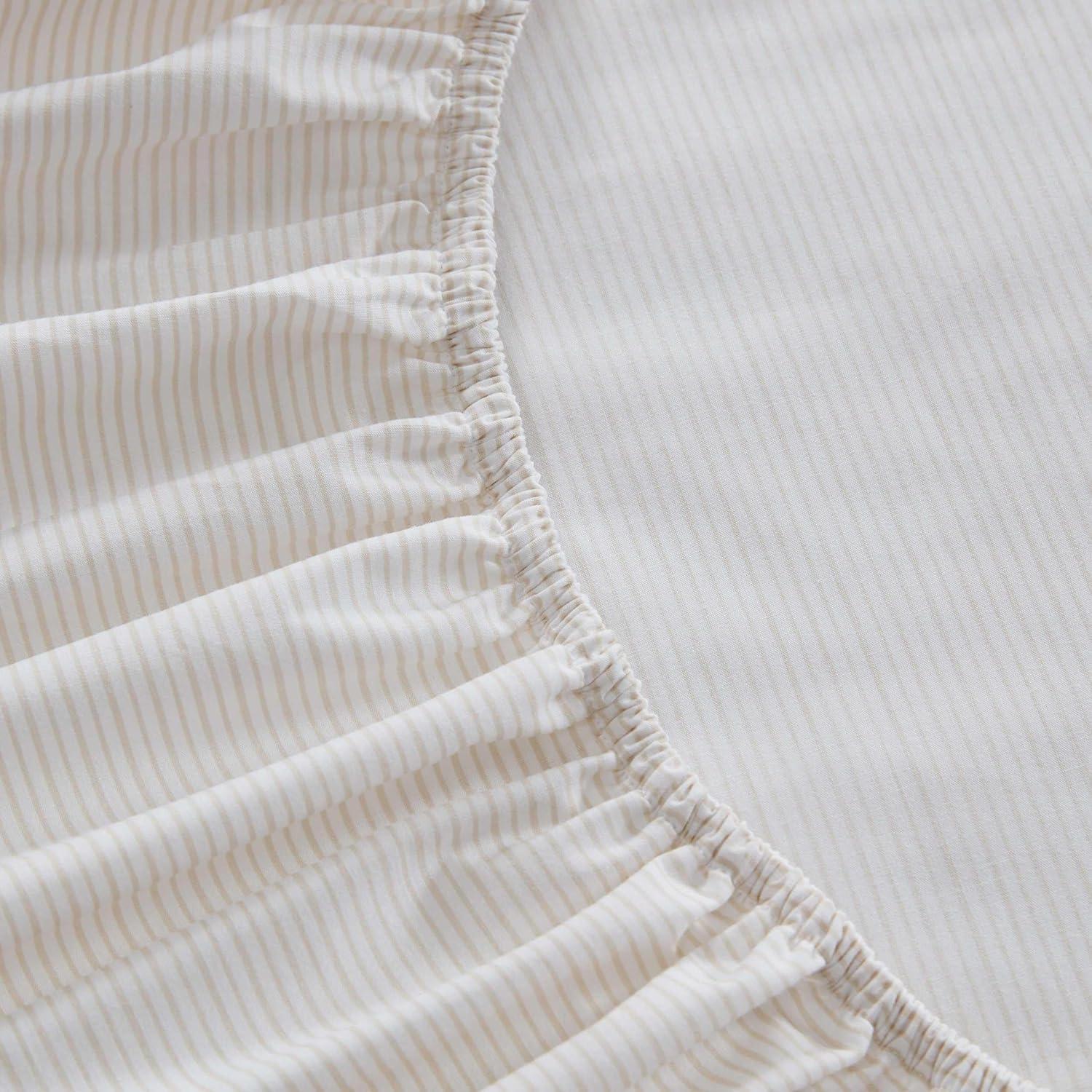 image:imageMartha Stewart Twin Size Sheet Set Crisp amp Tailored Bedding with a Smooth Cotton Percale Feel Deep Pocket Bed Sheets with Matching Pillowcase amp Fitted Sheet Dotted Stripe YellowStripe White