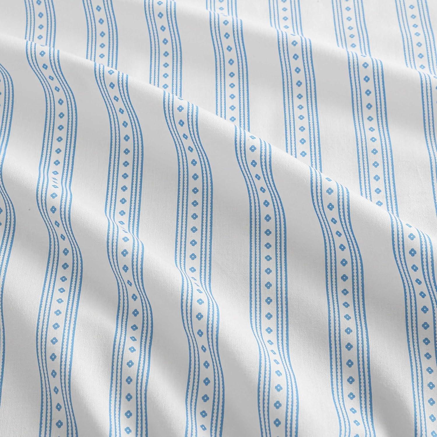 image:imageMartha Stewart Twin Size Sheet Set Crisp amp Tailored Bedding with a Smooth Cotton Percale Feel Deep Pocket Bed Sheets with Matching Pillowcase amp Fitted Sheet Dotted Stripe YellowFrancesca Stripe Blue