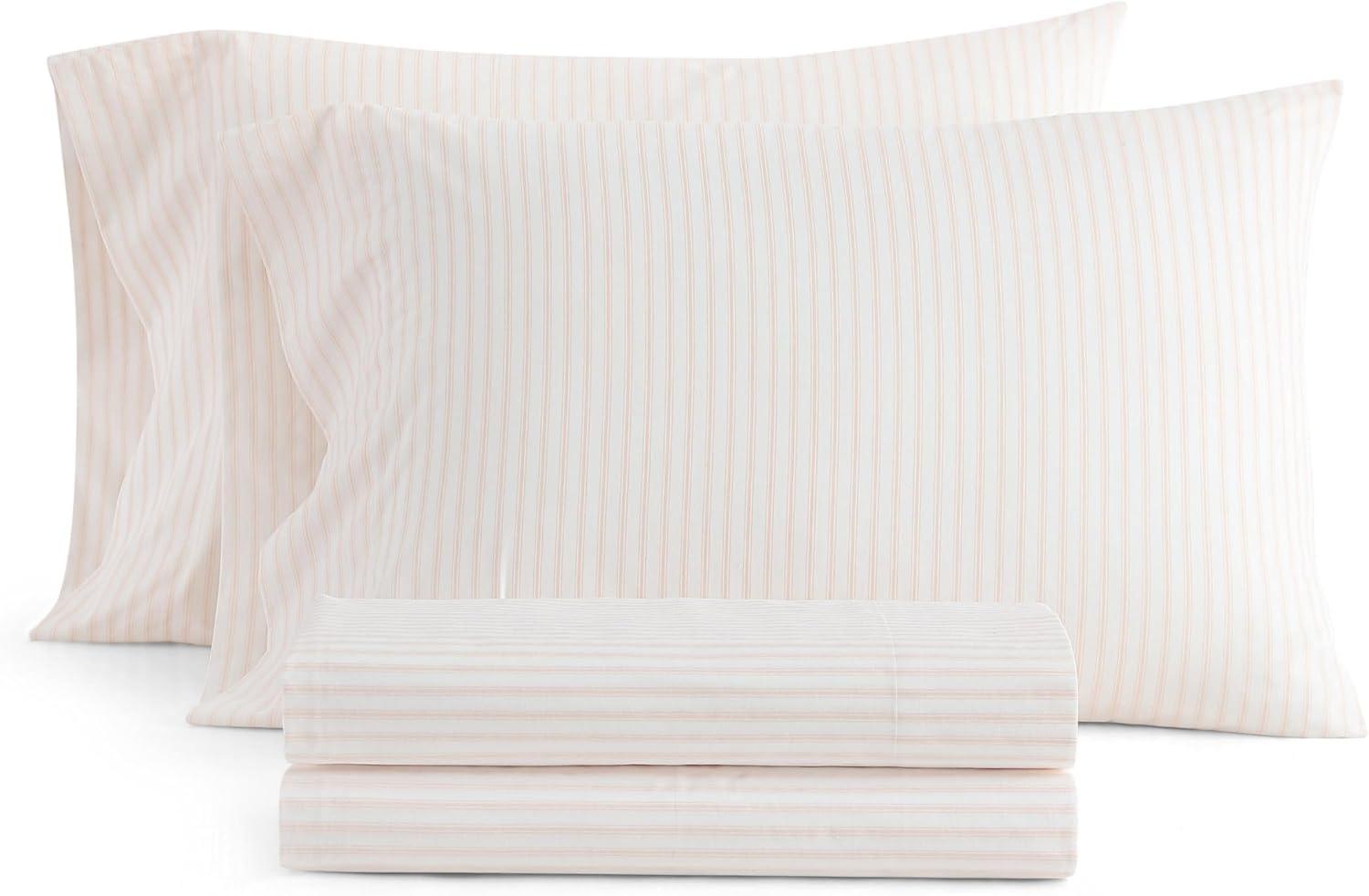 image:imageMartha Stewart Twin Size Sheet Set Crisp amp Tailored Bedding with a Smooth Cotton Percale Feel Deep Pocket Bed Sheets with Matching Pillowcase amp Fitted Sheet Dotted Stripe YellowTicking Stripe Pink