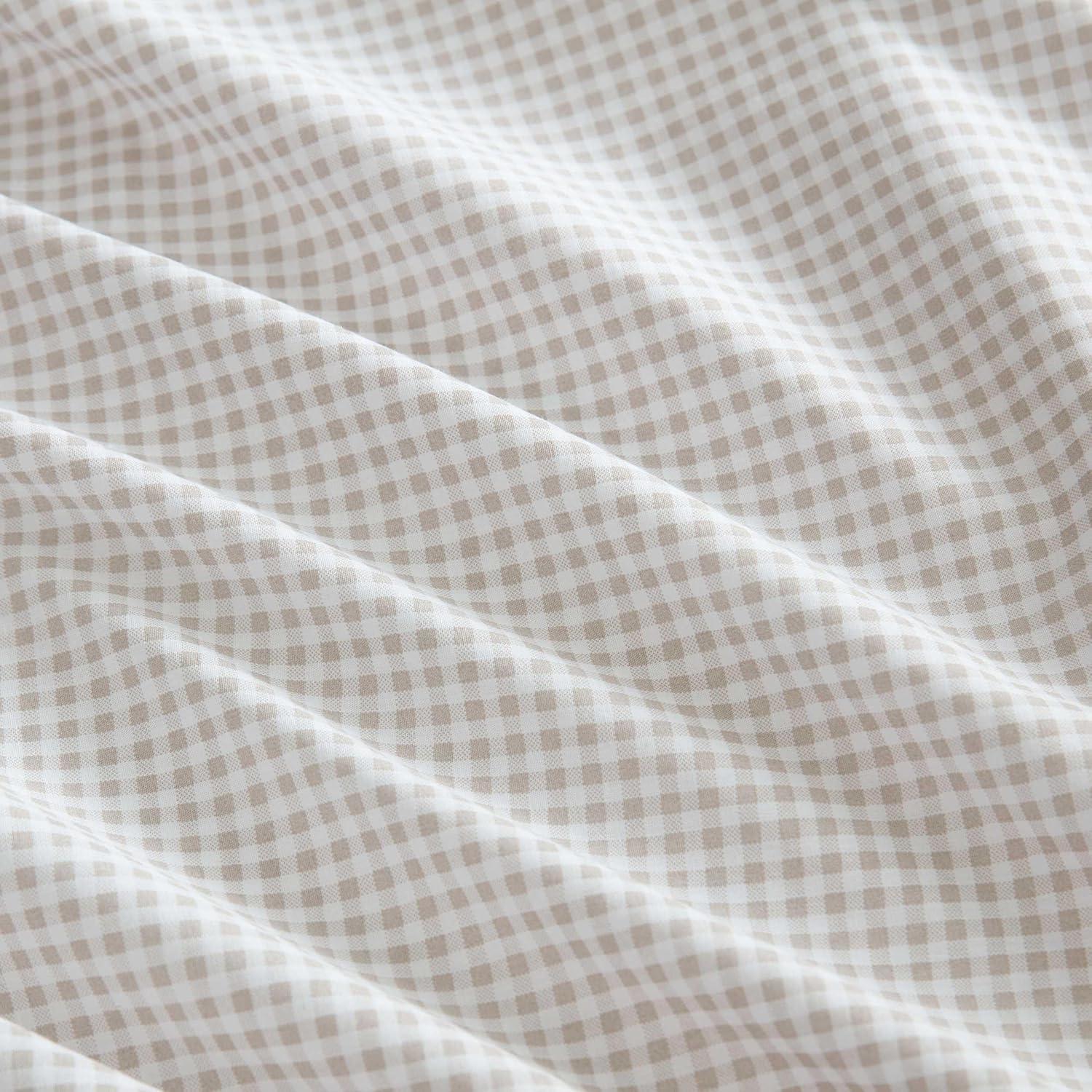 image:imageMartha Stewart Twin Size Sheet Set Crisp amp Tailored Bedding with a Smooth Cotton Percale Feel Deep Pocket Bed Sheets with Matching Pillowcase amp Fitted Sheet Dotted Stripe YellowGingham Beige