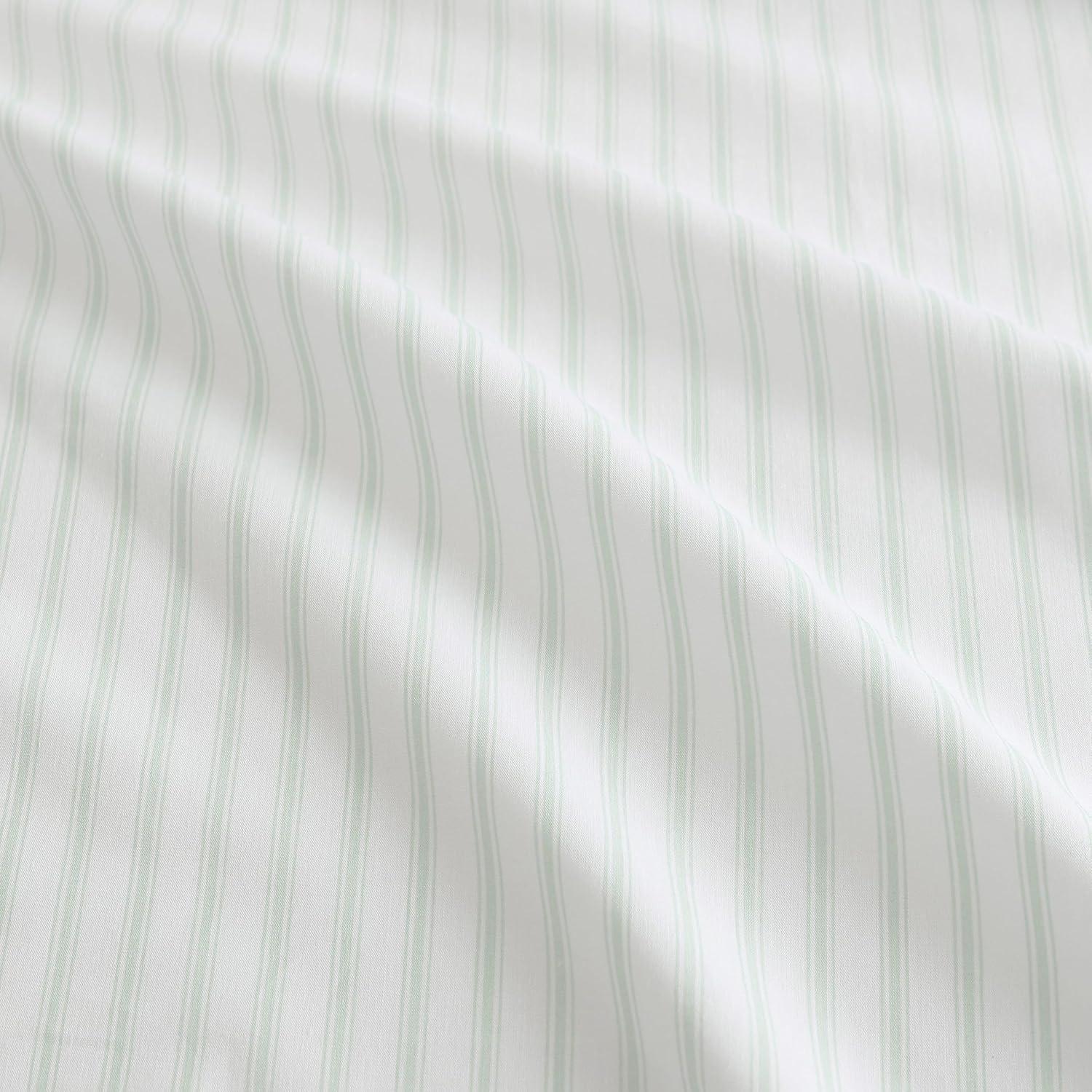 image:imageMartha Stewart Twin Size Sheet Set Crisp amp Tailored Bedding with a Smooth Cotton Percale Feel Deep Pocket Bed Sheets with Matching Pillowcase amp Fitted Sheet Dotted Stripe YellowTicking Stripe Green