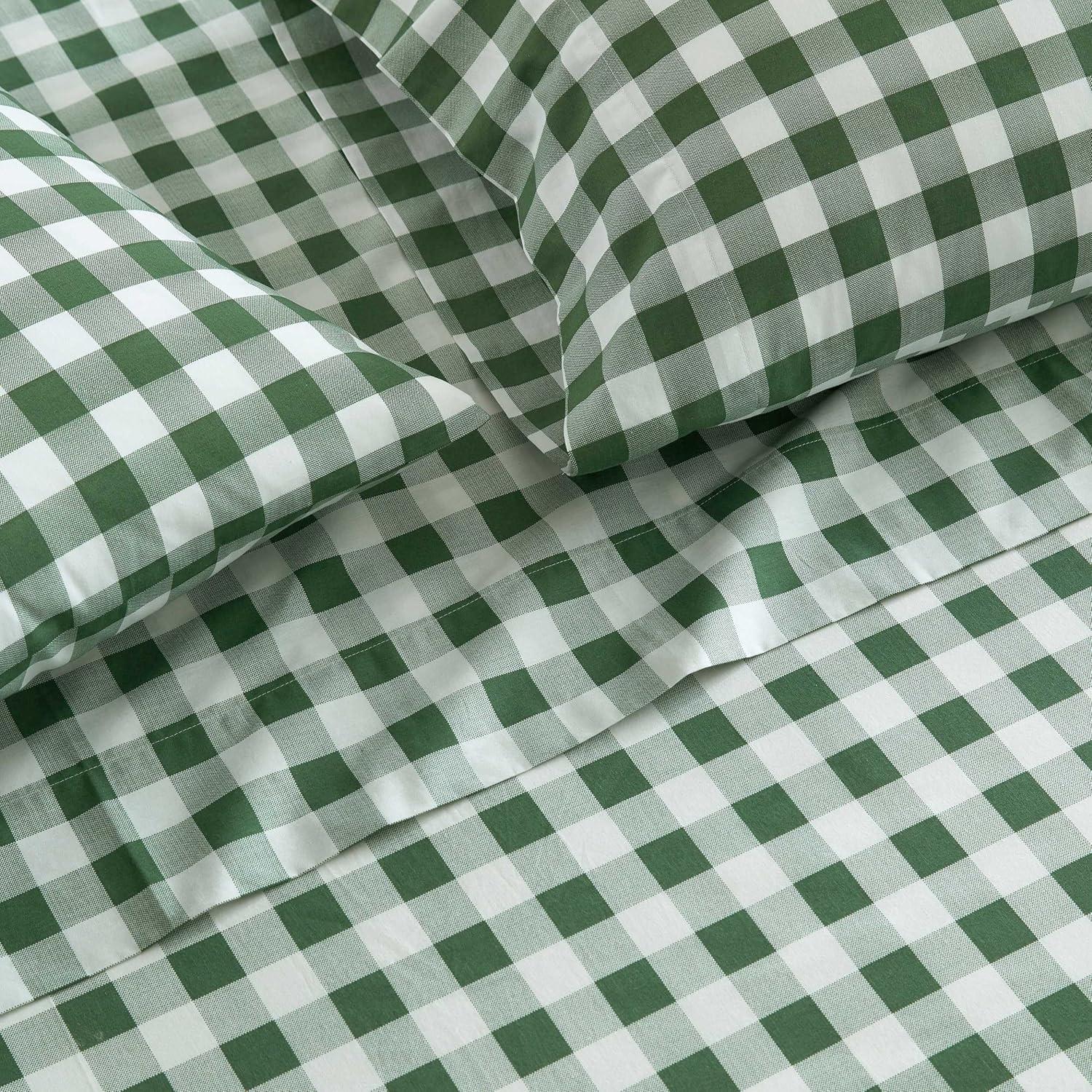 image:imageMartha Stewart Twin Size Sheet Set Crisp amp Tailored Bedding with a Smooth Cotton Percale Feel Deep Pocket Bed Sheets with Matching Pillowcase amp Fitted Sheet Dotted Stripe YellowMadison Gingham Green