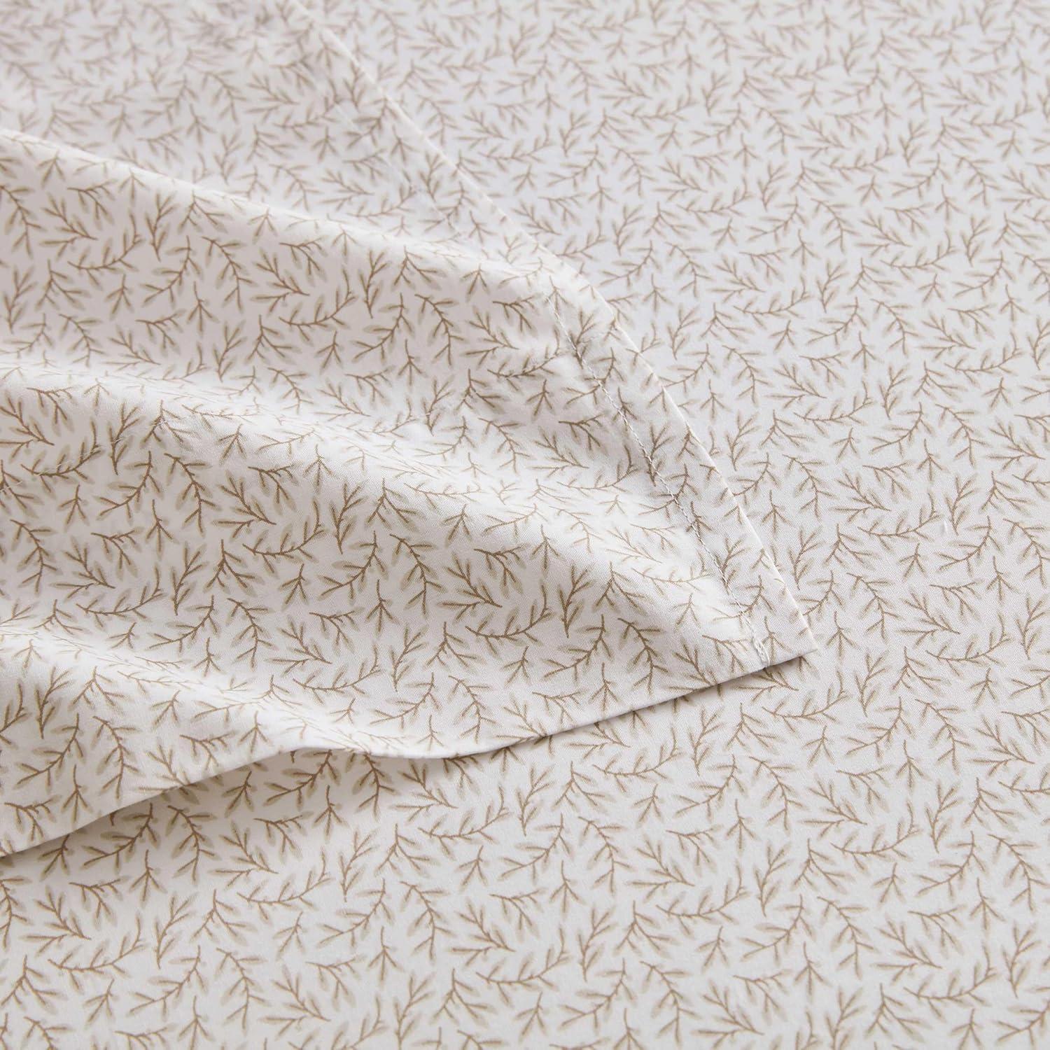 image:imageMartha Stewart Twin Size Sheet Set Crisp amp Tailored Bedding with a Smooth Cotton Percale Feel Deep Pocket Bed Sheets with Matching Pillowcase amp Fitted Sheet Dotted Stripe YellowLeaves Beige