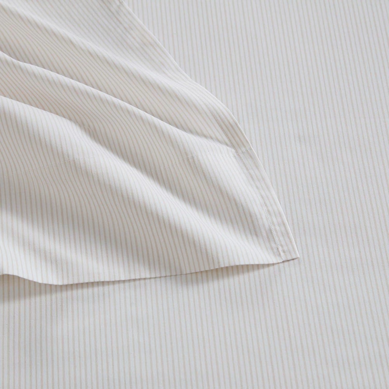 image:imageMartha Stewart Twin Size Sheet Set Crisp amp Tailored Bedding with a Smooth Cotton Percale Feel Deep Pocket Bed Sheets with Matching Pillowcase amp Fitted Sheet Dotted Stripe YellowStripe White
