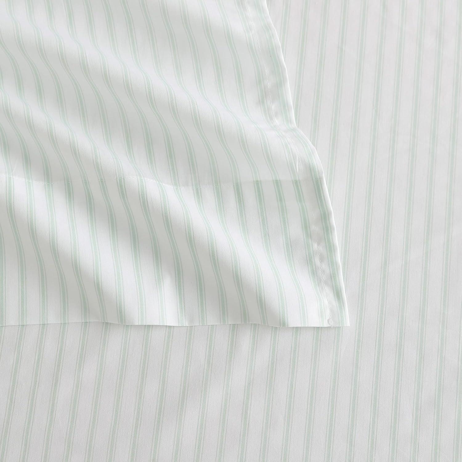 image:imageMartha Stewart Twin Size Sheet Set Crisp amp Tailored Bedding with a Smooth Cotton Percale Feel Deep Pocket Bed Sheets with Matching Pillowcase amp Fitted Sheet Dotted Stripe YellowTicking Stripe Green