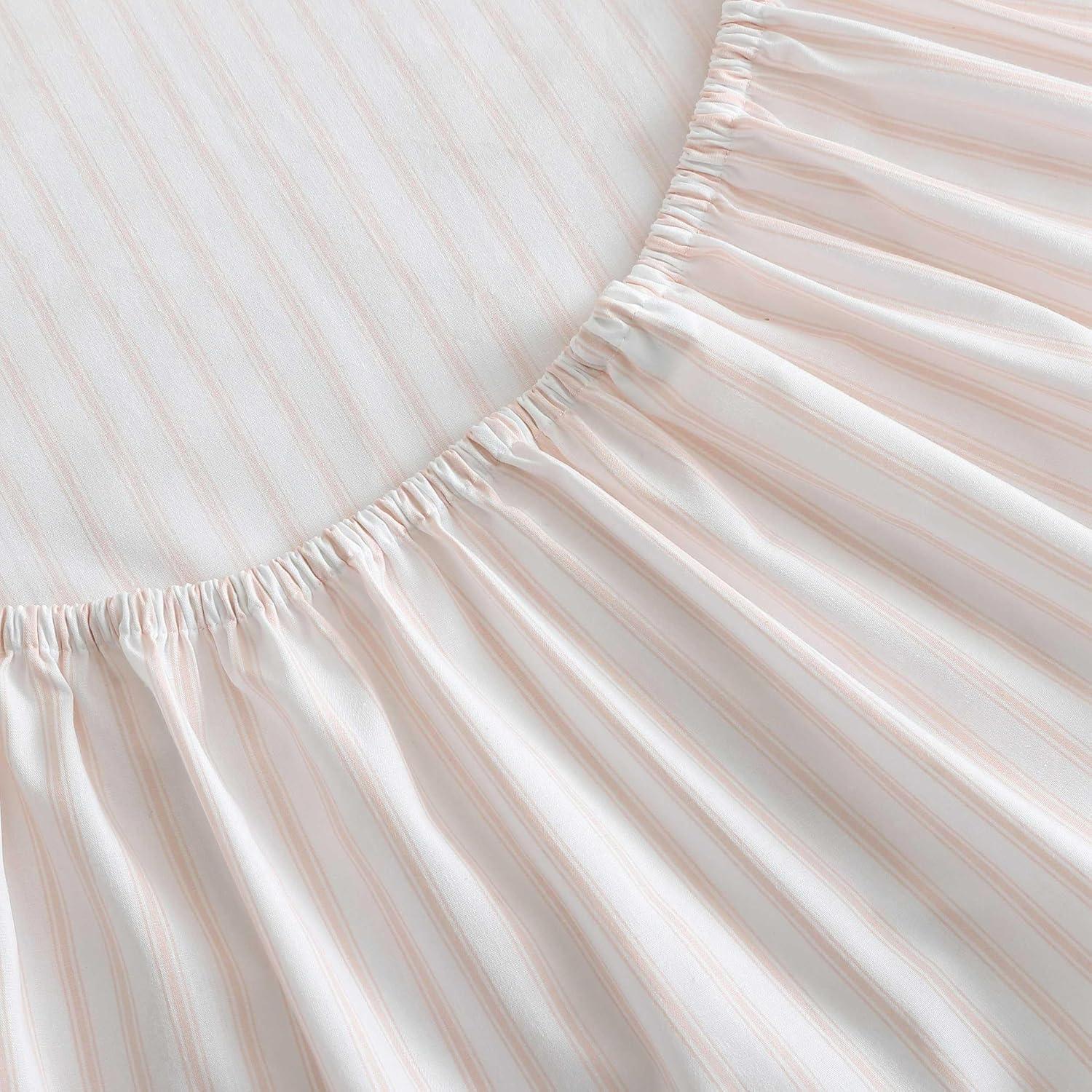 image:imageMartha Stewart Twin Size Sheet Set Crisp amp Tailored Bedding with a Smooth Cotton Percale Feel Deep Pocket Bed Sheets with Matching Pillowcase amp Fitted Sheet Dotted Stripe YellowTicking Stripe Pink