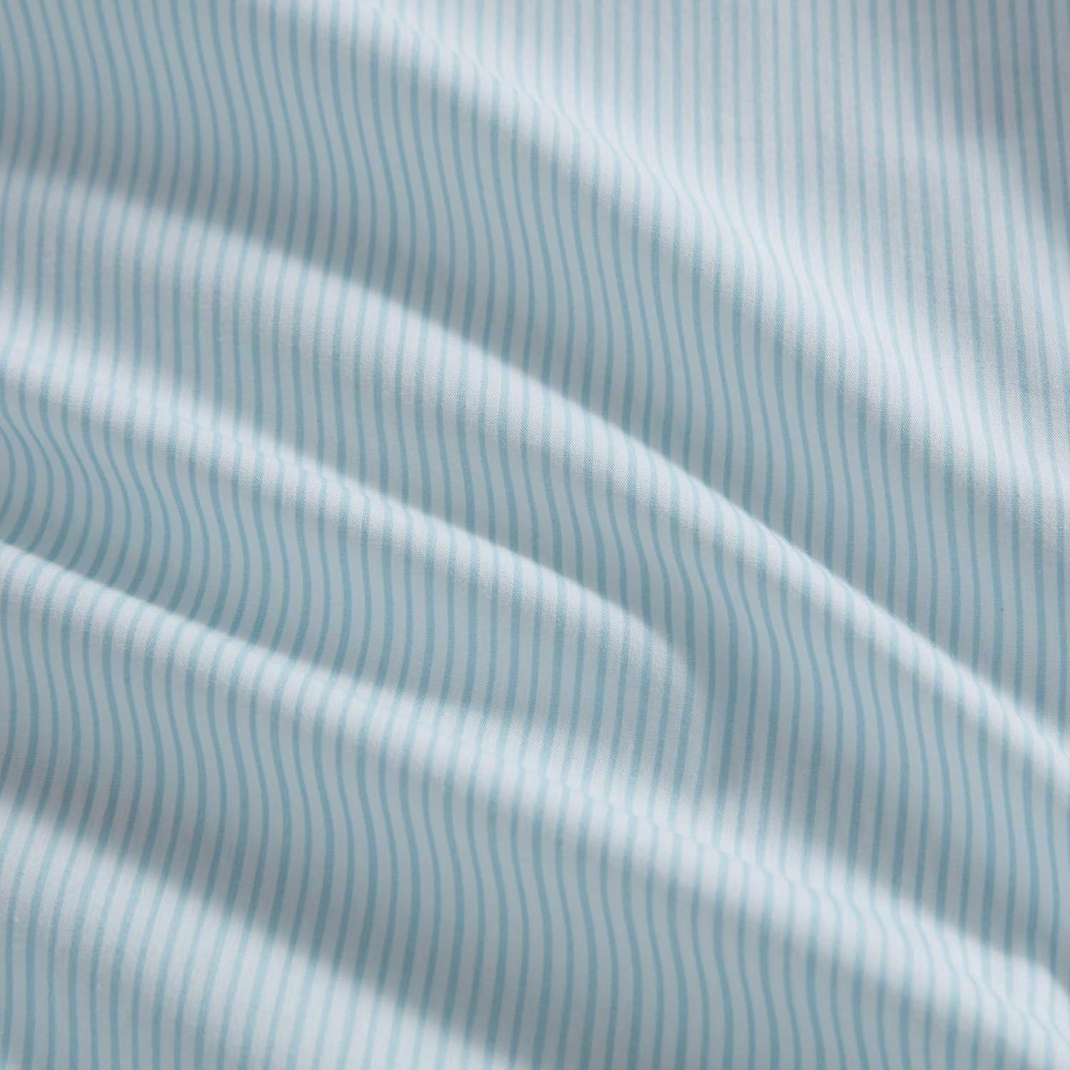 image:imageMartha Stewart Twin Size Sheet Set Crisp amp Tailored Bedding with a Smooth Cotton Percale Feel Deep Pocket Bed Sheets with Matching Pillowcase amp Fitted Sheet Dotted Stripe YellowStripe Blue