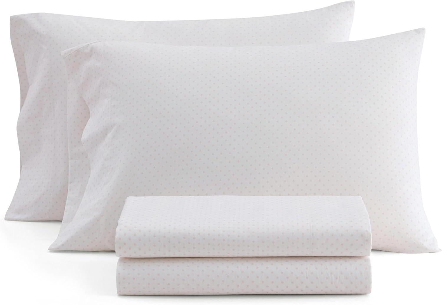 image:imageMartha Stewart Twin Size Sheet Set Crisp amp Tailored Bedding with a Smooth Cotton Percale Feel Deep Pocket Bed Sheets with Matching Pillowcase amp Fitted Sheet Dotted Stripe YellowPolka Dot Pink