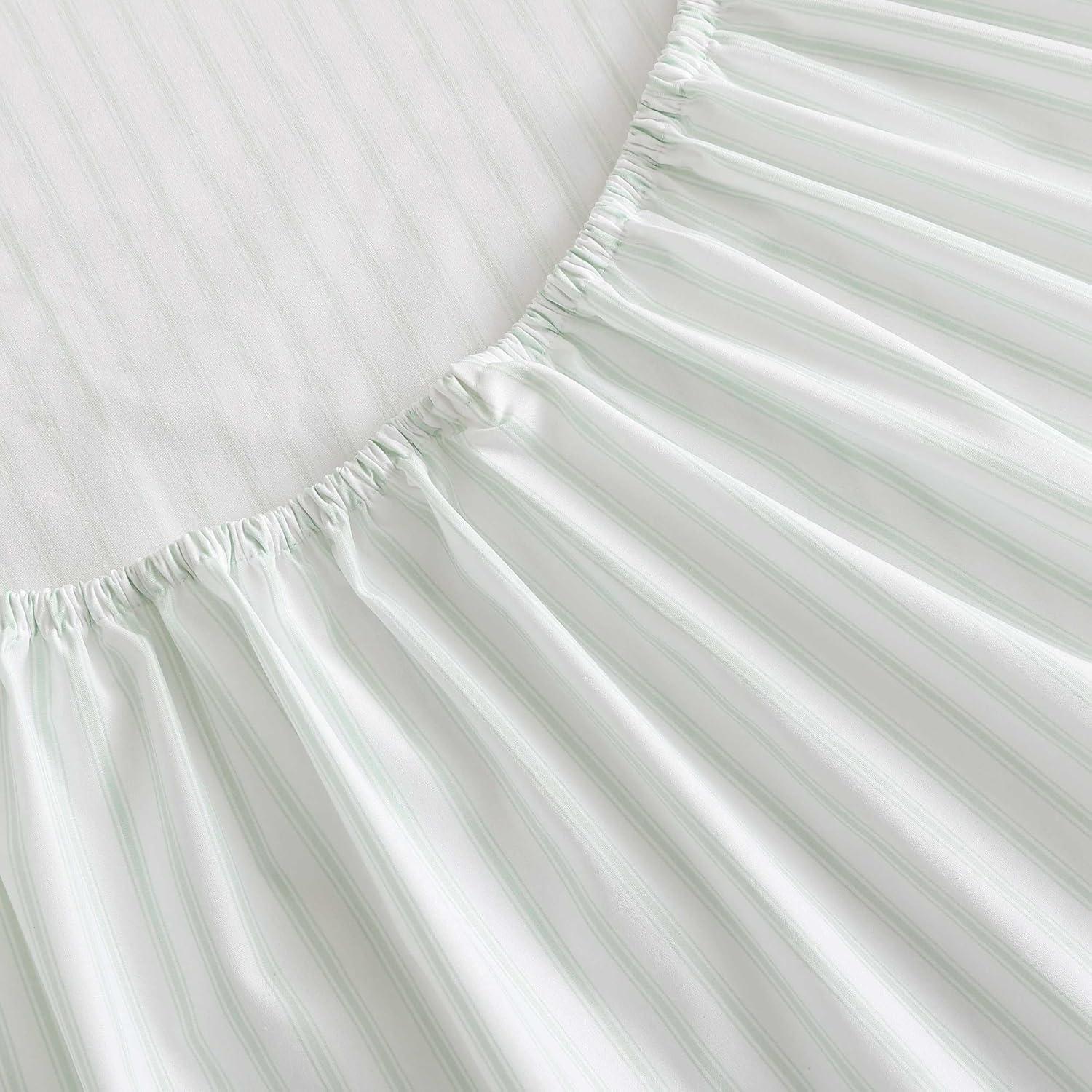 image:imageMartha Stewart Twin Size Sheet Set Crisp amp Tailored Bedding with a Smooth Cotton Percale Feel Deep Pocket Bed Sheets with Matching Pillowcase amp Fitted Sheet Dotted Stripe YellowTicking Stripe Green