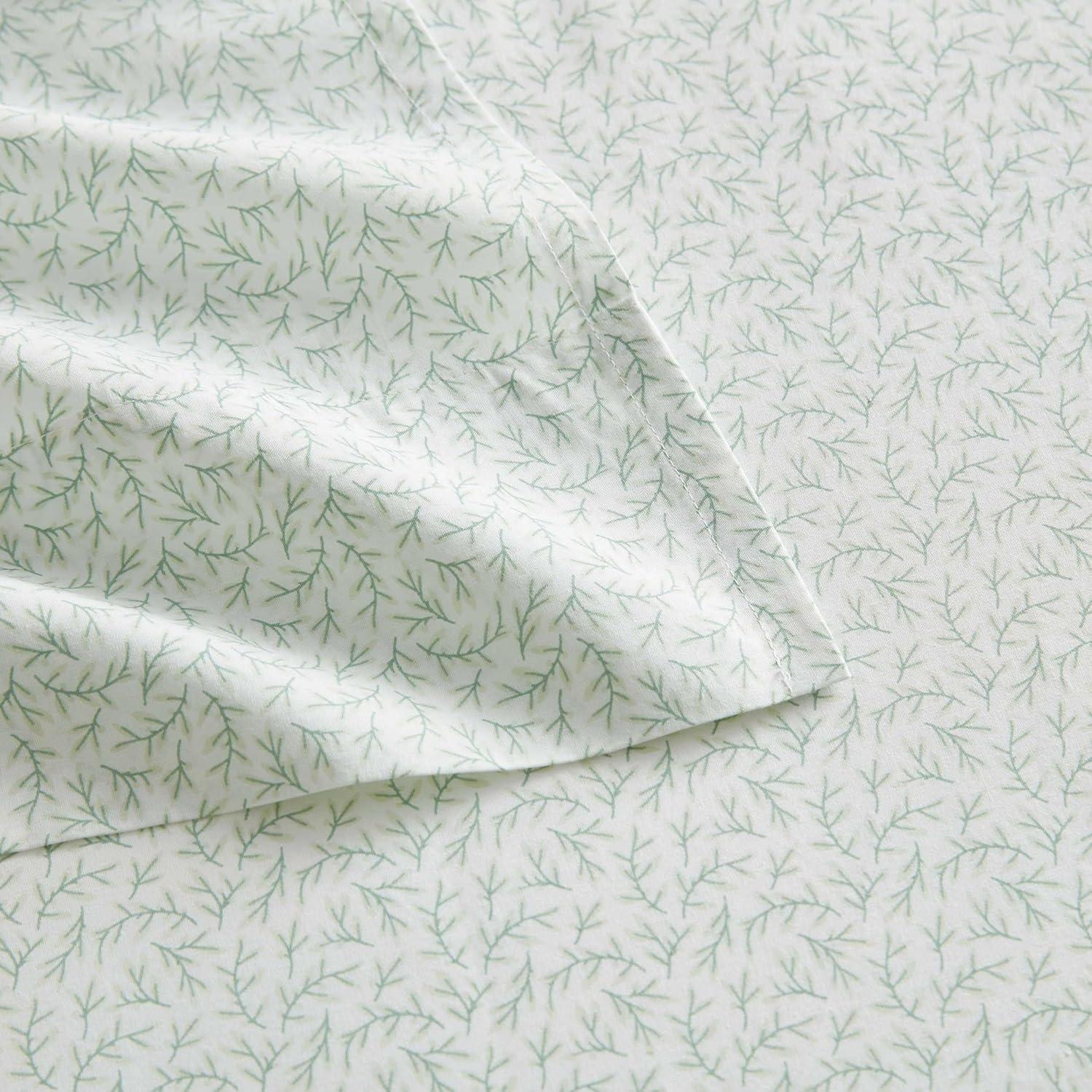image:imageMartha Stewart Twin Size Sheet Set Crisp amp Tailored Bedding with a Smooth Cotton Percale Feel Deep Pocket Bed Sheets with Matching Pillowcase amp Fitted Sheet Dotted Stripe YellowLeaves Green