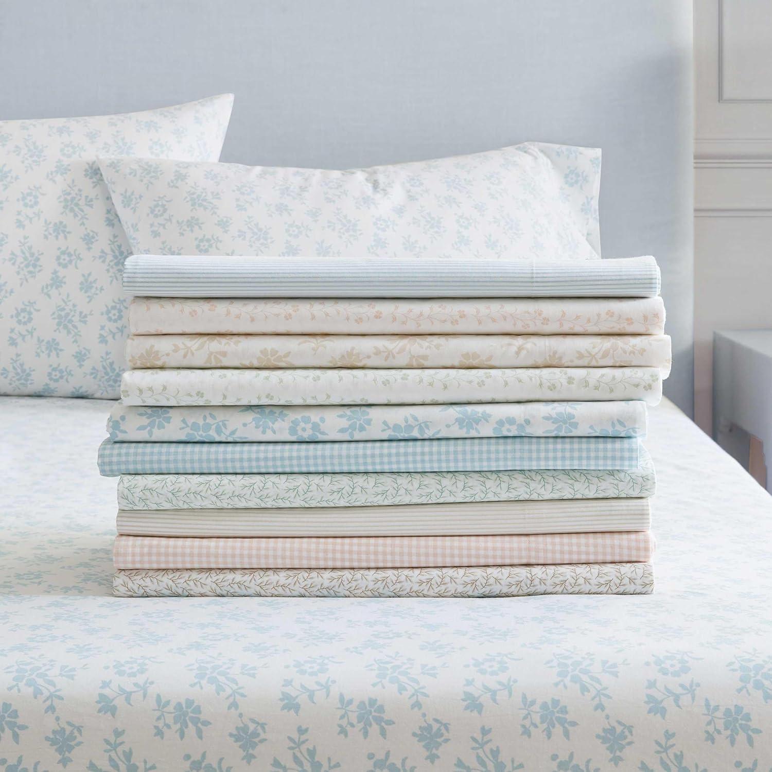 image:imageMartha Stewart Twin Size Sheet Set Crisp amp Tailored Bedding with a Smooth Cotton Percale Feel Deep Pocket Bed Sheets with Matching Pillowcase amp Fitted Sheet Dotted Stripe YellowStripe White