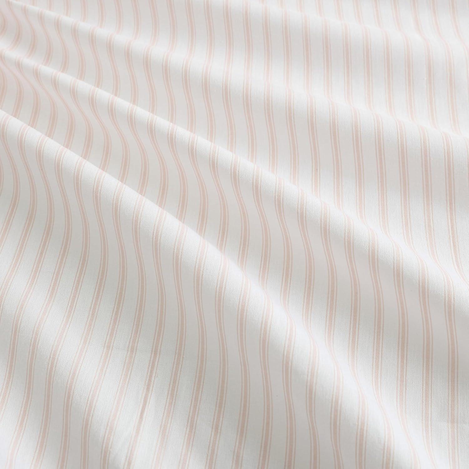 image:imageMartha Stewart Twin Size Sheet Set Crisp amp Tailored Bedding with a Smooth Cotton Percale Feel Deep Pocket Bed Sheets with Matching Pillowcase amp Fitted Sheet Dotted Stripe YellowTicking Stripe Pink