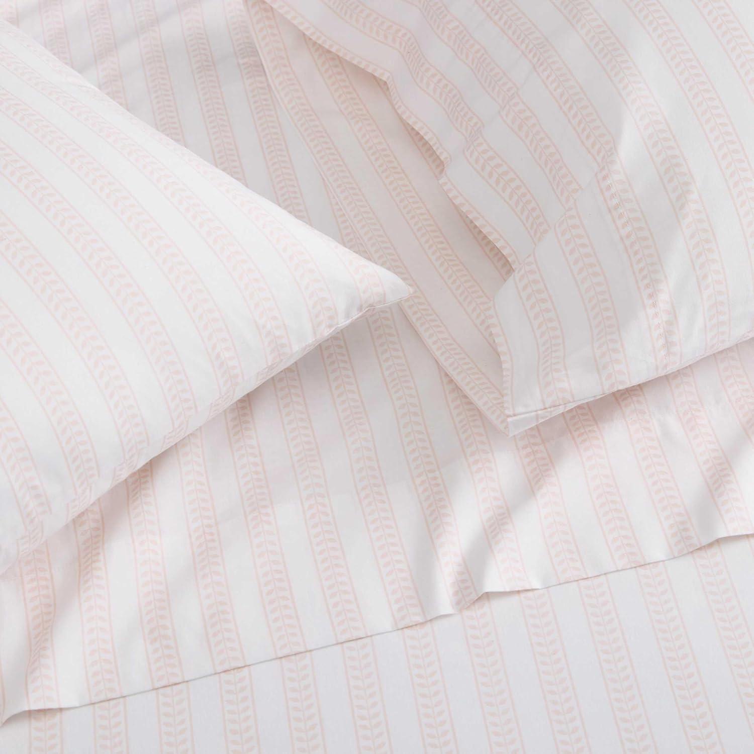 image:imageMartha Stewart Twin Size Sheet Set Crisp amp Tailored Bedding with a Smooth Cotton Percale Feel Deep Pocket Bed Sheets with Matching Pillowcase amp Fitted Sheet Dotted Stripe YellowLeaf Stripe Pink