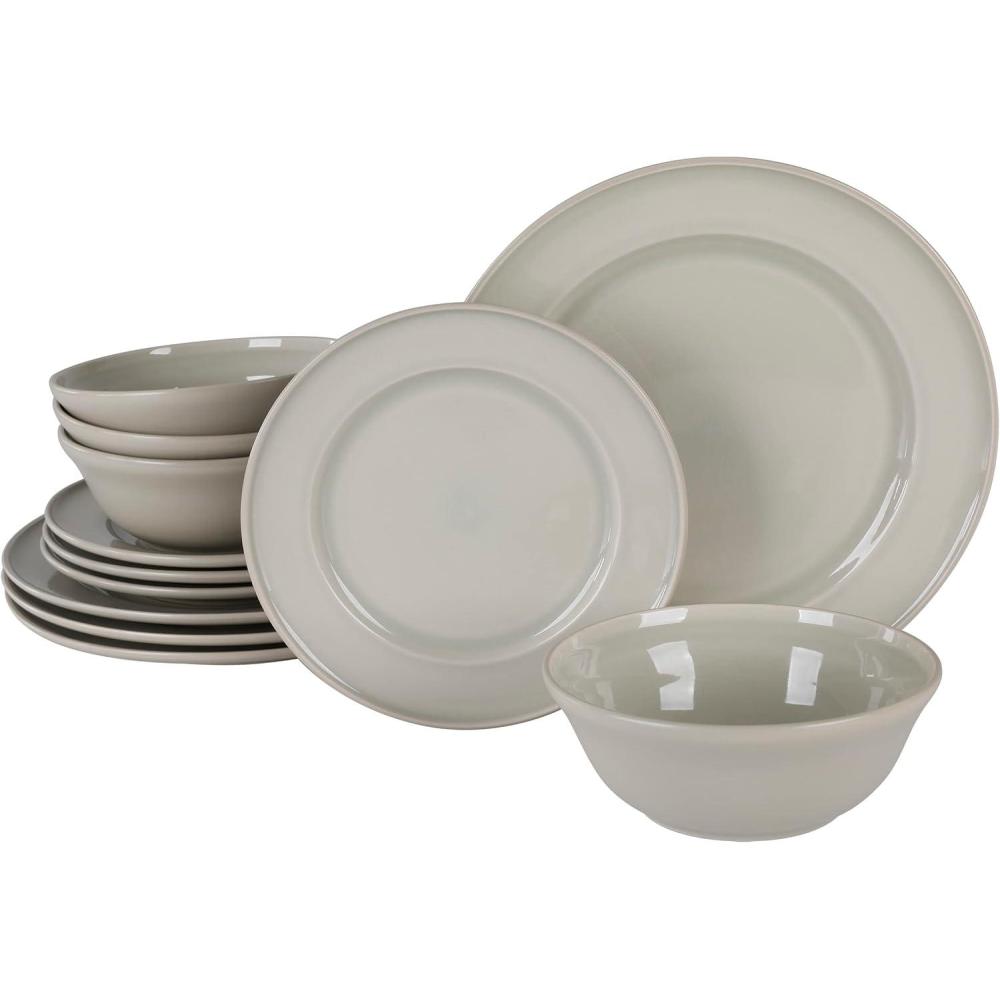 image:imageMartha Stewart Portillo 12 Piece Reactive Stoneware Dinnerware Set Sharkey Gray
