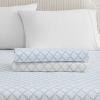 Martha Stewart – Twin Size Sheet Set, Crisp & Tailored Bedding with a Smooth Cotton Percale Feel, Deep Pocket, Bed Sheets with Matching Pillowcase & Fitted Sheet (Dotted Stripe Yellow)(Leaf Trellis Beige)