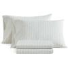Martha Stewart – Twin Size Sheet Set, Crisp & Tailored Bedding with a Smooth Cotton Percale Feel, Deep Pocket, Bed Sheets with Matching Pillowcase & Fitted Sheet (Dotted Stripe Yellow)(Ditsy Vine Green)