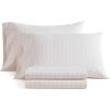 Martha Stewart – Twin Size Sheet Set, Crisp & Tailored Bedding with a Smooth Cotton Percale Feel, Deep Pocket, Bed Sheets with Matching Pillowcase & Fitted Sheet (Dotted Stripe Yellow)(Ditsy Vine Pink)