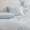 Martha Stewart – Twin Size Sheet Set, Crisp & Tailored Bedding with a Smooth Cotton Percale Feel, Deep Pocket, Bed Sheets with Matching Pillowcase & Fitted Sheet (Dotted Stripe Yellow)(Floral Blue)